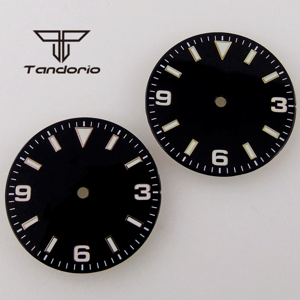 Luminous Dial Face - 29mm 블랙/블루 시계 다이얼 NH35 NH36