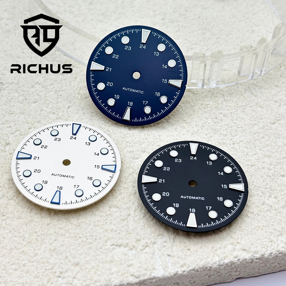 Luminous Dial Face - RICHUS 28.6mm 시계 다이얼(녹색 야광 핸즈