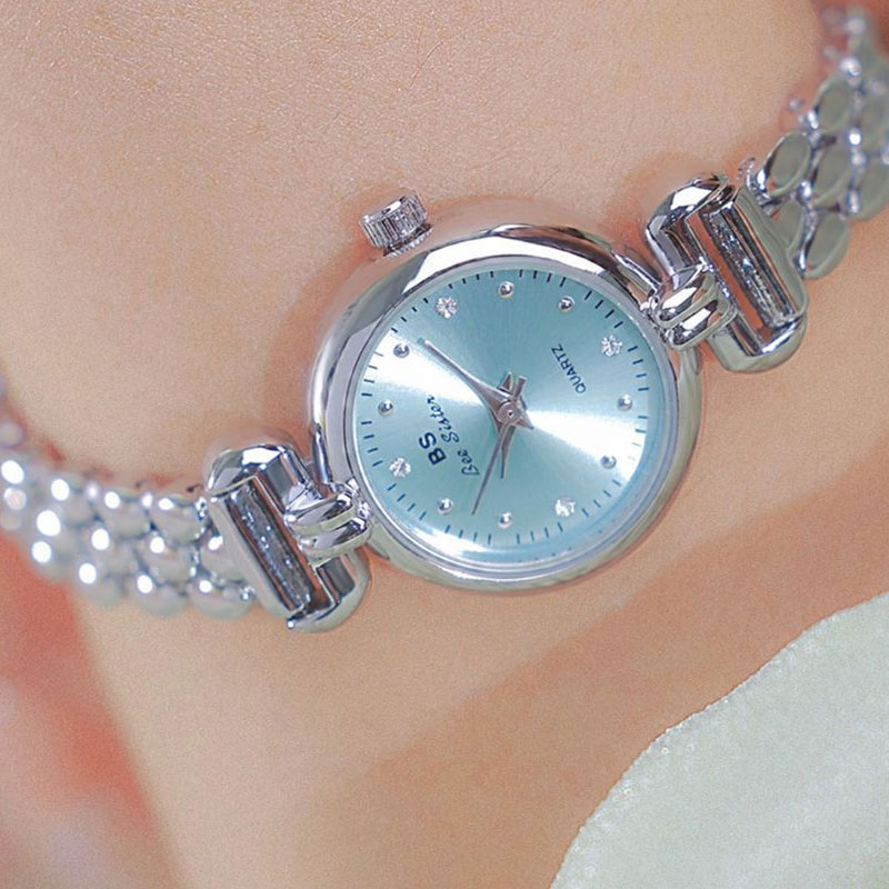 Minimalist Thin Watch - 여성용 럭셔리 아이스 블루 실버 시계