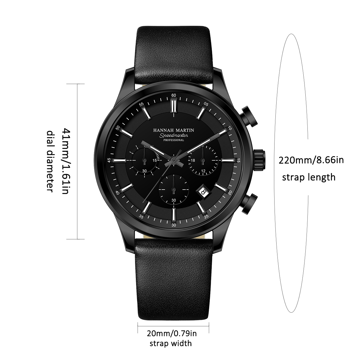 한나 마틴 남성 선물 세트 남성 시계 블랙 가죽 41m - Chronograph Sport Watch 리뷰 및 가격