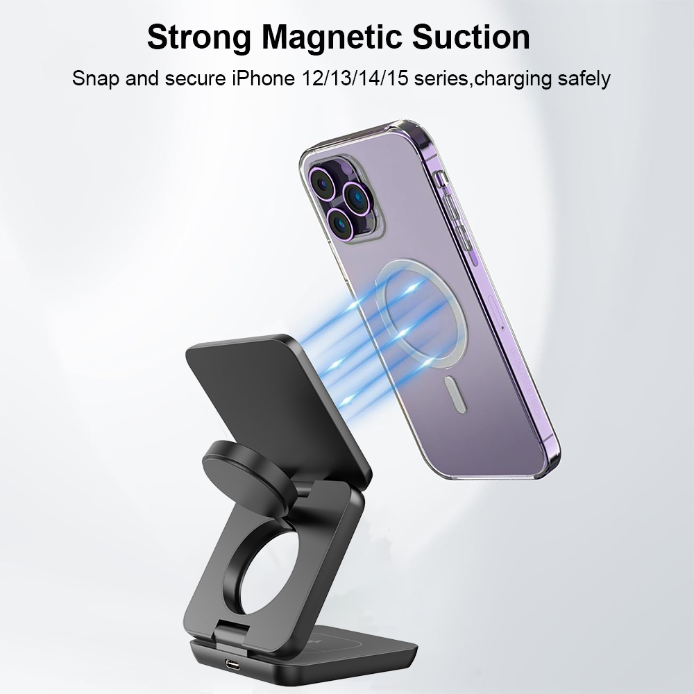 무선 충전기 3 in 1 접이식 자기 무선 충전 스테이 - Smartwatch Watches For Iphone 리뷰 및 가격