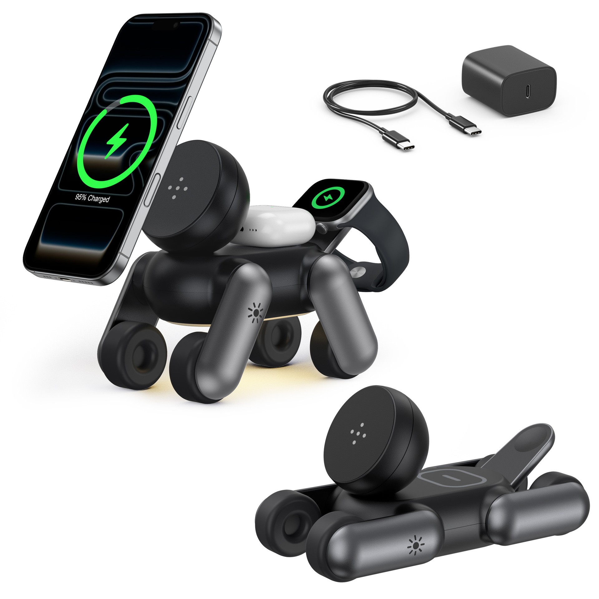 3-in-1 마그네틱 무선 충전기 휴대용 맥세이프 로봇 - Smartwatch Phone Watches 리뷰 및 가격