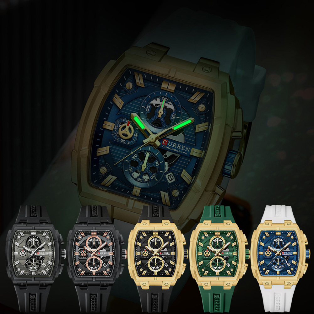 CURREN 남성용 럭셔리 빈티지 시계, 실리콘 스트랩 - Chronograph Sport Watch 리뷰 및 가격