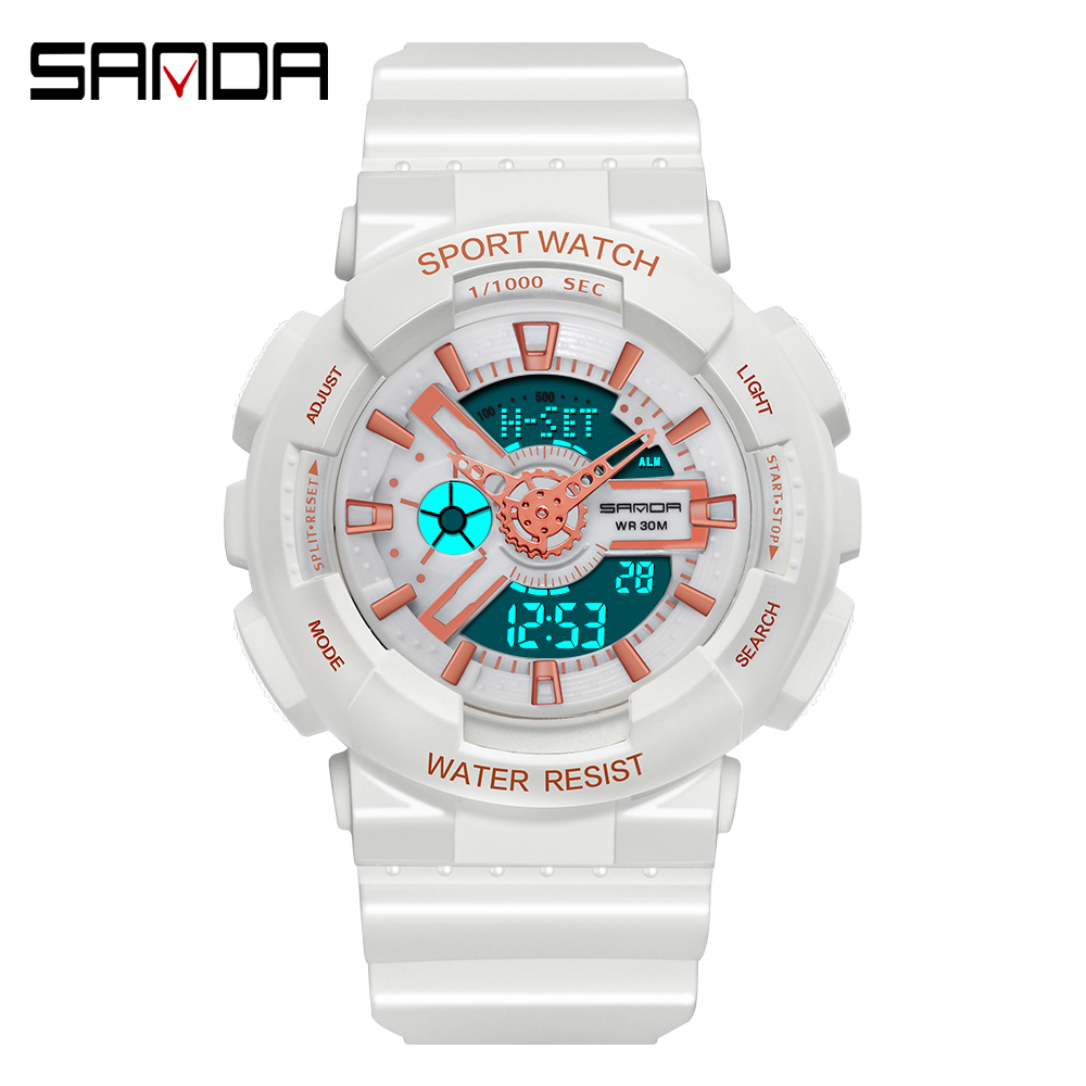 샌다 탑 브랜드 야외 스포츠 화이트 디지털 시계, 여성 - Chronograph Sport Watch 리뷰 및 가격