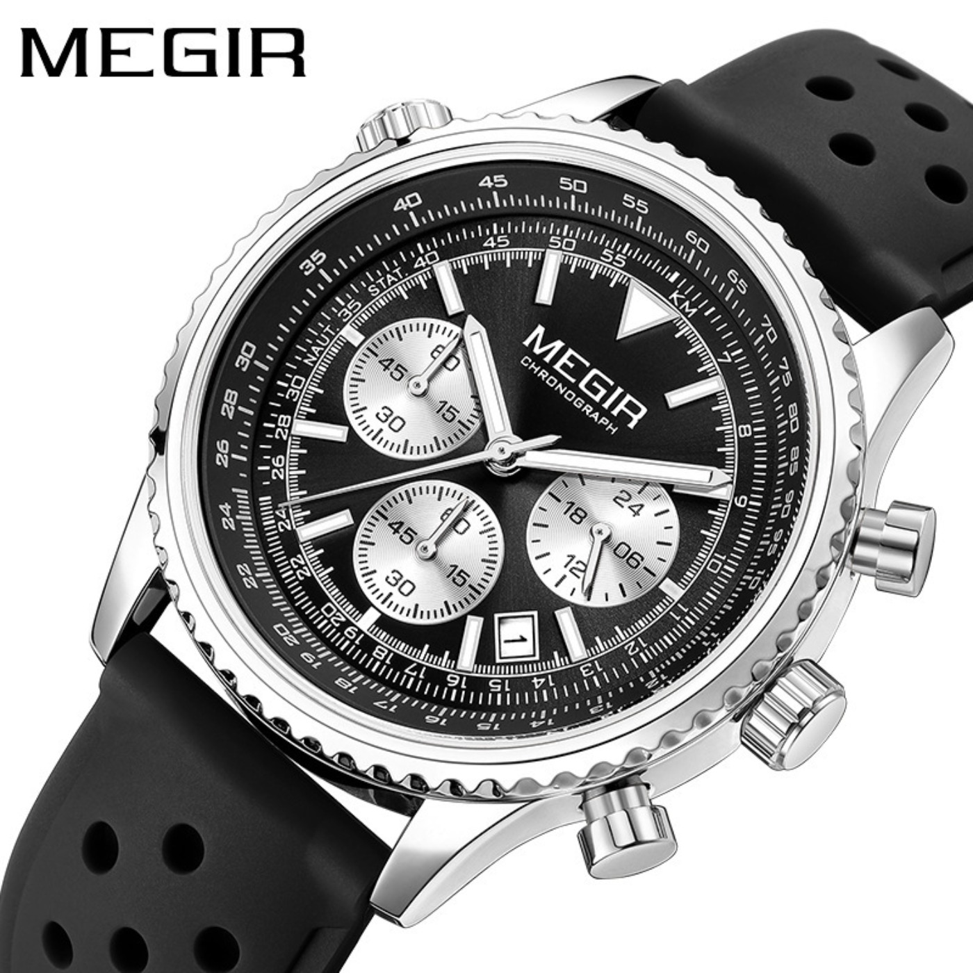 MEGIR 실버 블랙 쿼츠 시계 남성용 밀리터리 스포츠 - Chronograph Sport Watch 리뷰 및 가격