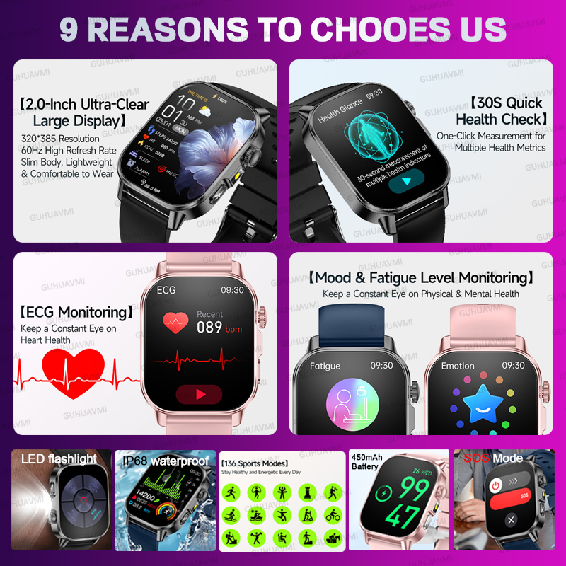 새로운 오리지널 여성 맞춤형 AI 건강 스마트워치 EC - Smartwatch Watches Gift For Women 리뷰 및 가격