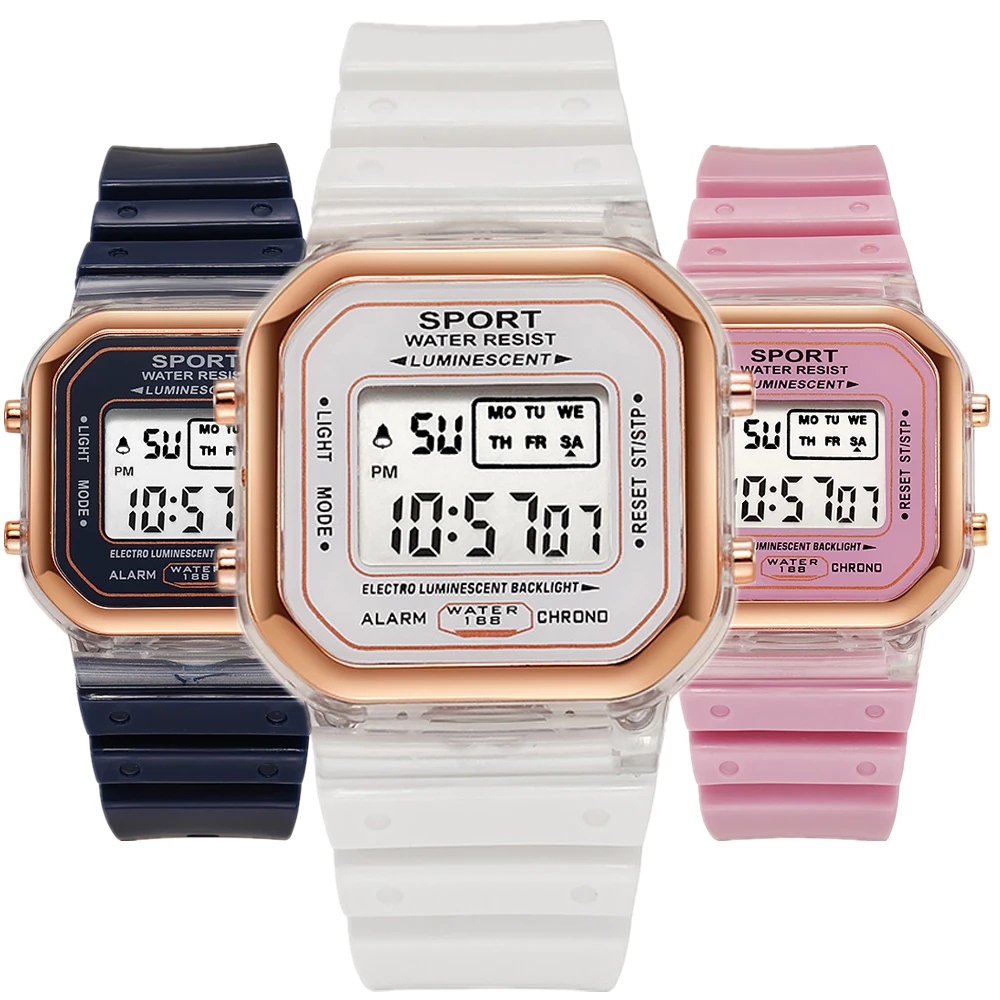 패션 브랜드 학생 투명 전자 시계 캔디 여러 가지 빛깔 - Chronograph Sport Watch 리뷰 및 가격