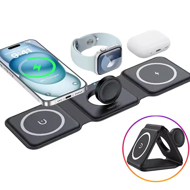 3-in-1 마그네틱 폴딩 무선 충전기, 15W 고속  - Smartwatch Phone Watches 리뷰 및 가격