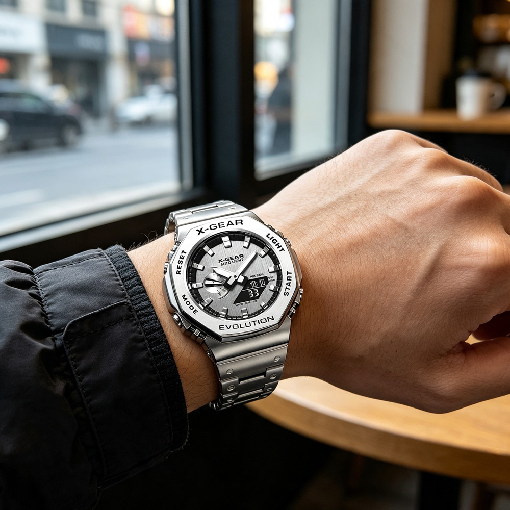 X-GEAR 듀얼 디스플레이 디지털 스포츠 시계 스틸  - Smartwatch Digital Watches For Women 리뷰 및 가격