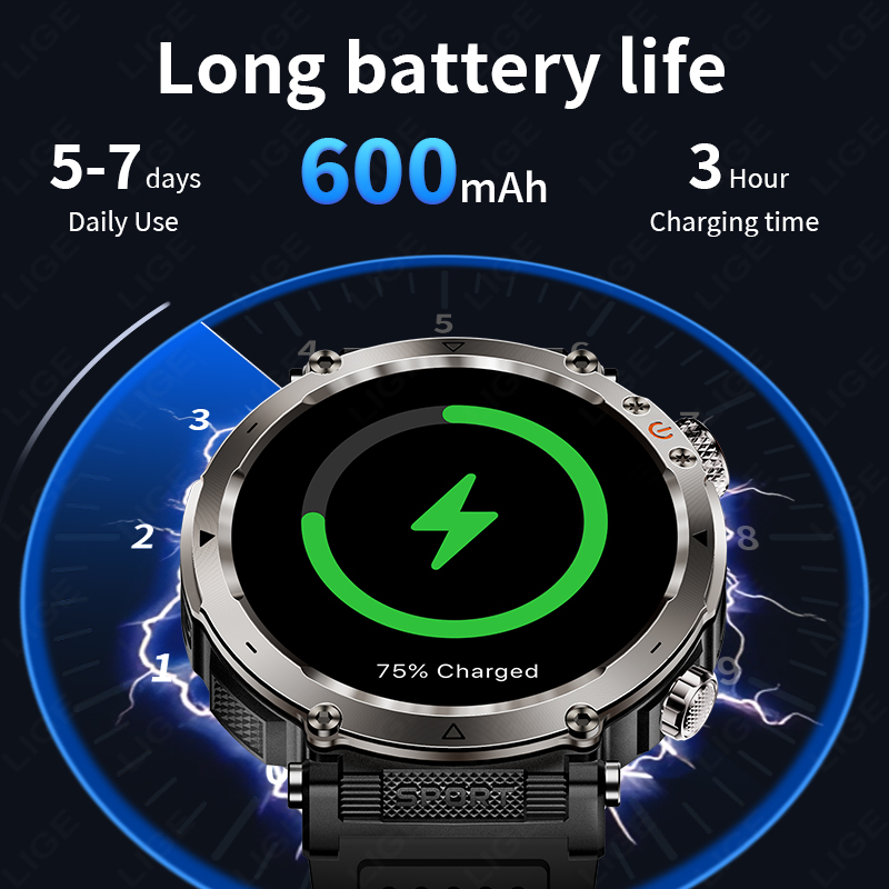 새로운 군용 야외 스마트워치 남성용 심박수 모니터 시계 - Smartwatch I Watches 리뷰 및 가격