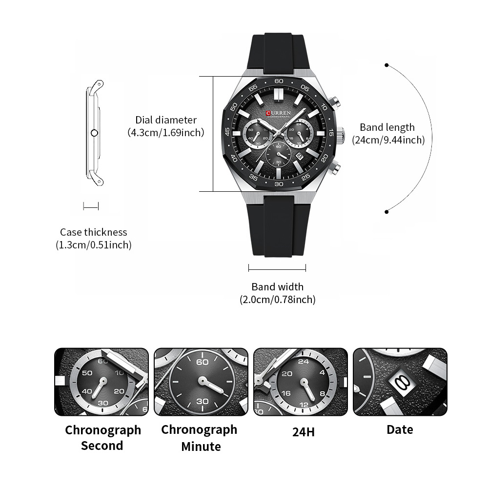 커렌 패션 캐주얼 남성 스포츠 시계 크로노그래프 실리콘 - Chronograph Sport Watch 리뷰 및 가격