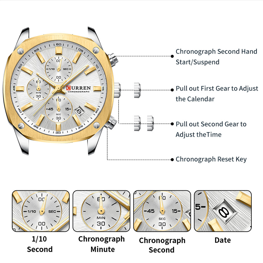 CURREN 모던 남성용 42mm 스포츠 시계 - 스테 - Chronograph Sport Watch 리뷰 및 가격