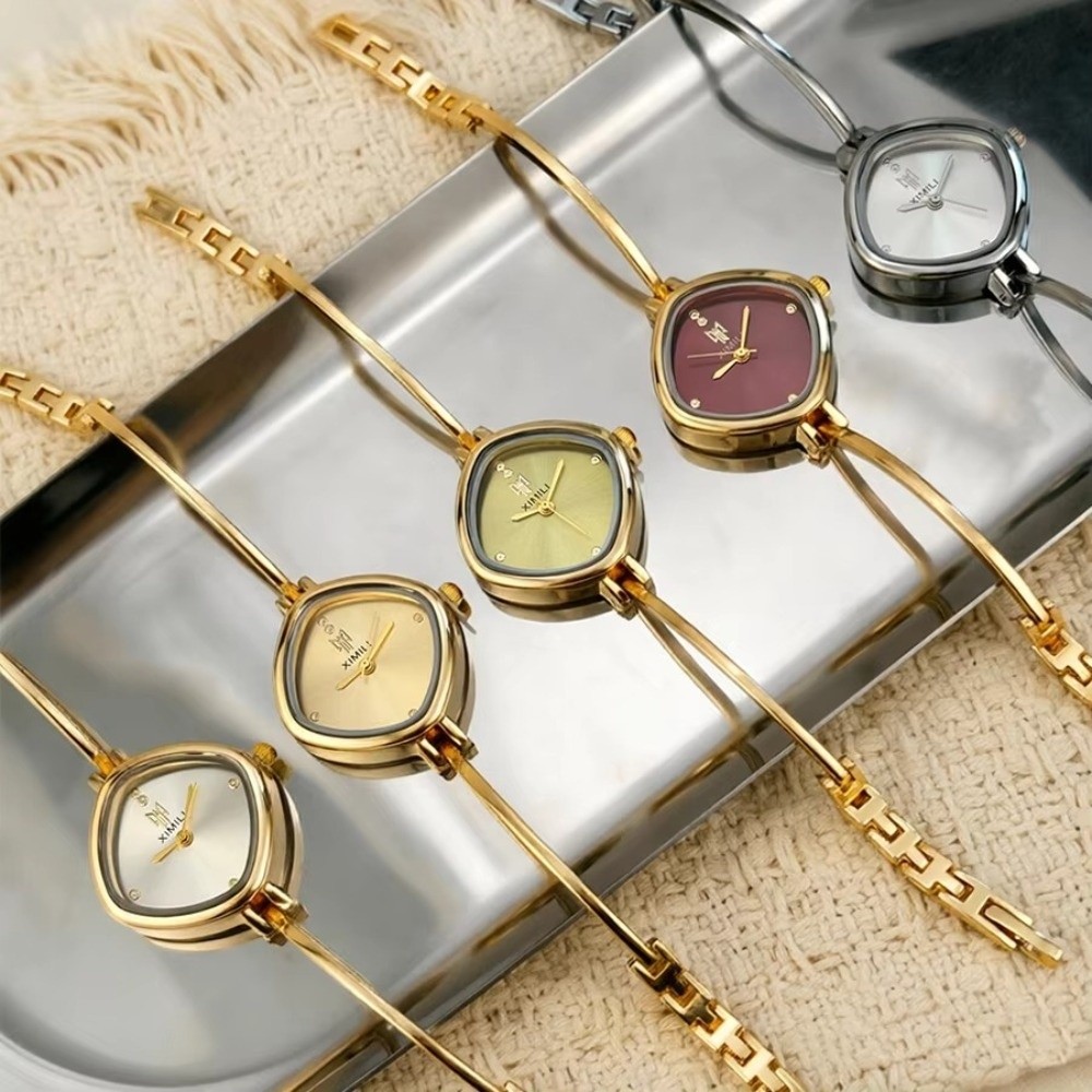 솔리드 컬러 다이얼 사각형 뱅글 시계 초박형 곡선 스트 - Minimalist Thin Watch 리뷰 및 가격