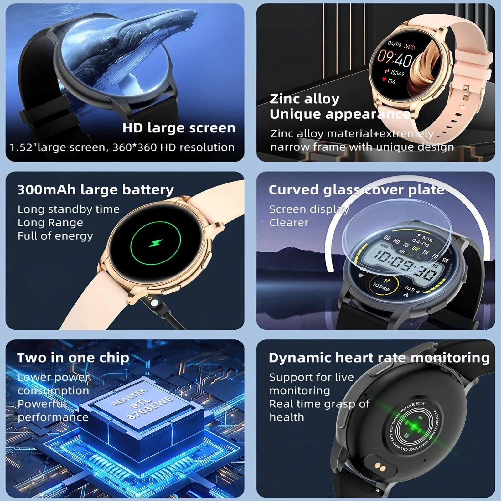 여성용 스마트워치 방수 심박수 수면 추적기 전화 수신  - Smartwatch Digital Watches For Women 리뷰 및 가격