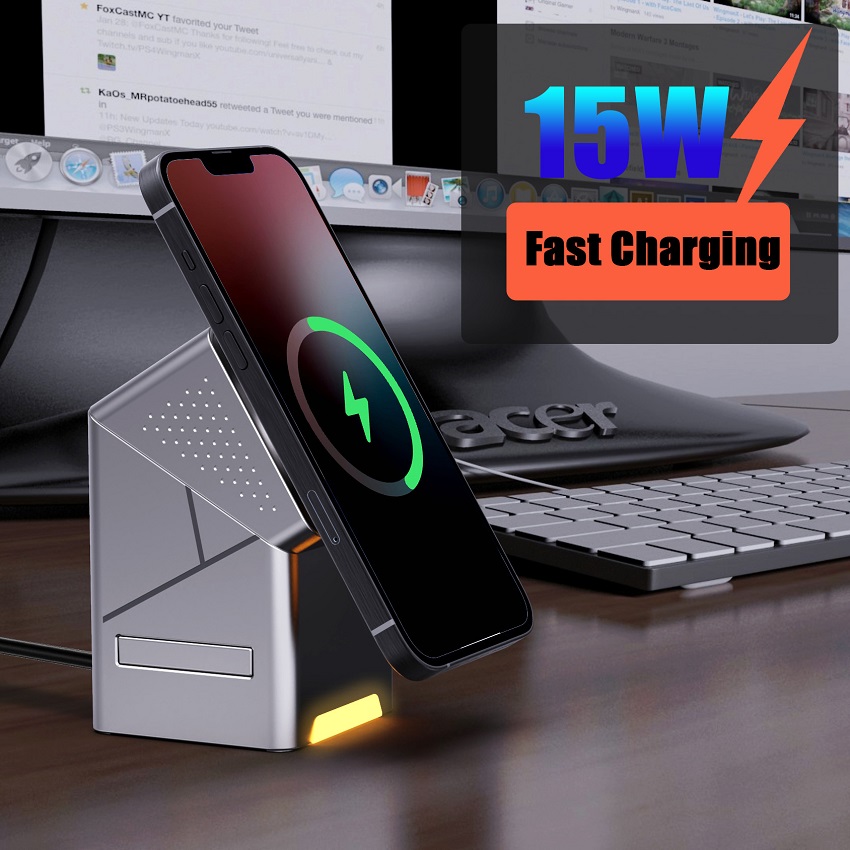 3 in 1 마그네틱 무선 충전기 접이식 15W 고속  - Smartwatch Watches For Iphone 리뷰 및 가격